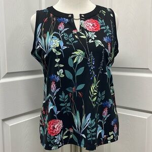 Tommy Hilfiger Black Floral Sleeveless Blouse Large